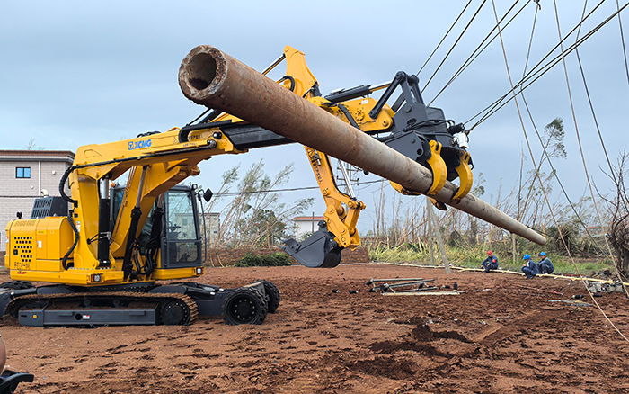 “摩羯”來襲，徐工開挖立桿一體機跑贏時間助力抗災復電搶修